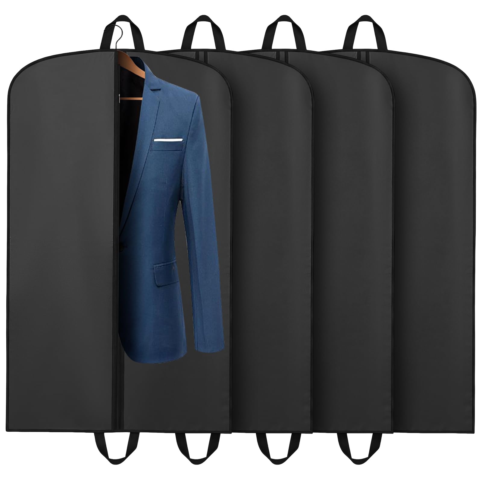 4Pcs Suit Bag, Black Suit Carriers for Men with Handles, Travel Garment Bags, Waterproof Clothes Cover for Suits and Coats(60 * 100cm) โ image 1