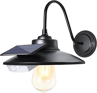 Solar Barn Light with 3 Lighting Modes Solar Barn Lights Outdoor Waterproof, Motion Sensor Solar Porch Lights, Retro Outdoor Solar Light with Bulb for Barn Porch Farmhous Shed Outdoor (1pack)