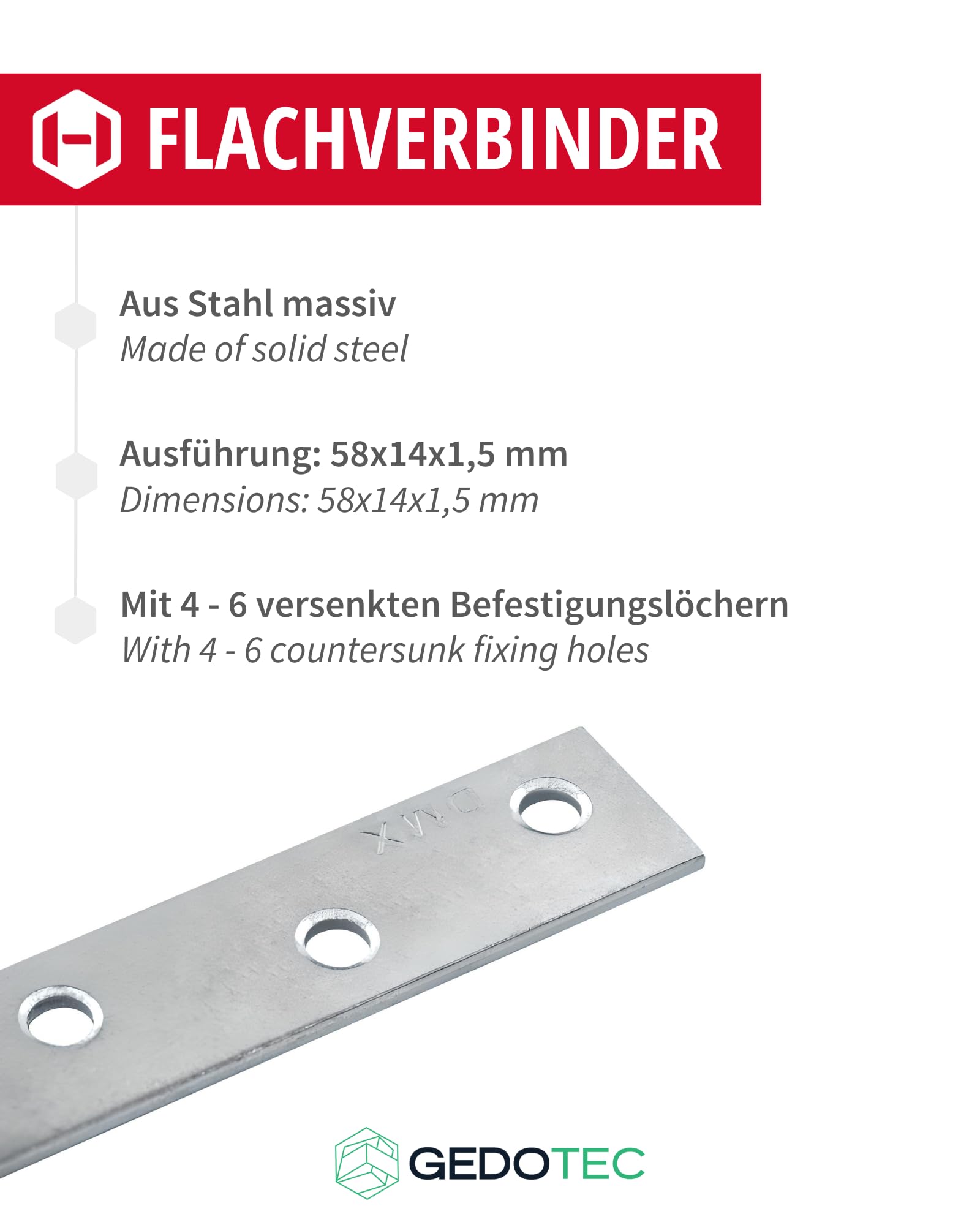 Connettore Per Mobili Gedotec - Piastra In Acciaio Zincato | Altezza 9mm Per Fai-da-Te