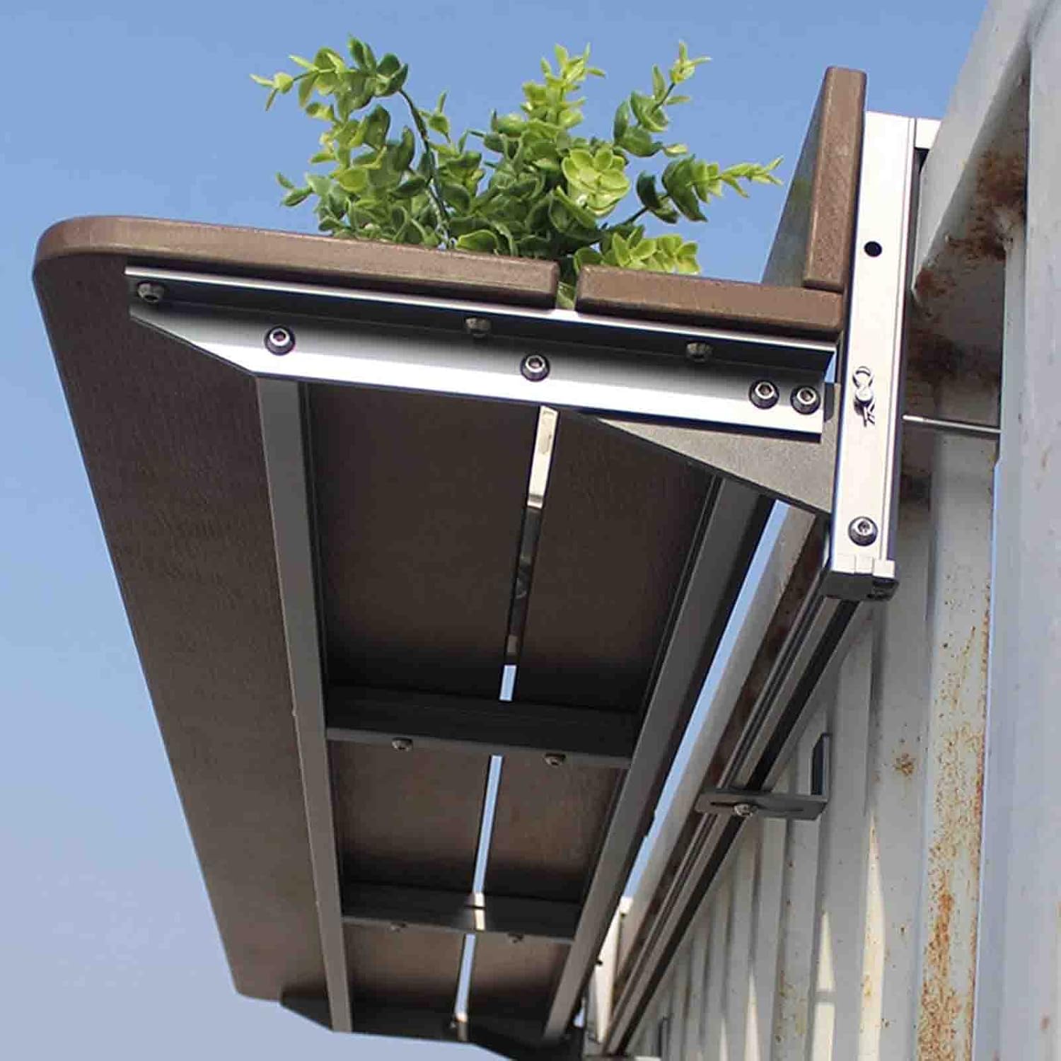 Adjustable Hanging Balcony Table - 60-120cm Wall-Mounted Folding Bar & Dining Table for Outdoor Deck Space-Saving Laptop Desk Brown 100x37cm