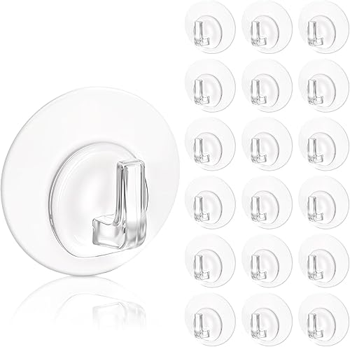 30 ganchos adhesivos transparentes, ganchos de pared resistentes de 22 libras, ganchos de puerta de pared pequeños, ganchos adhesivos de acrílico