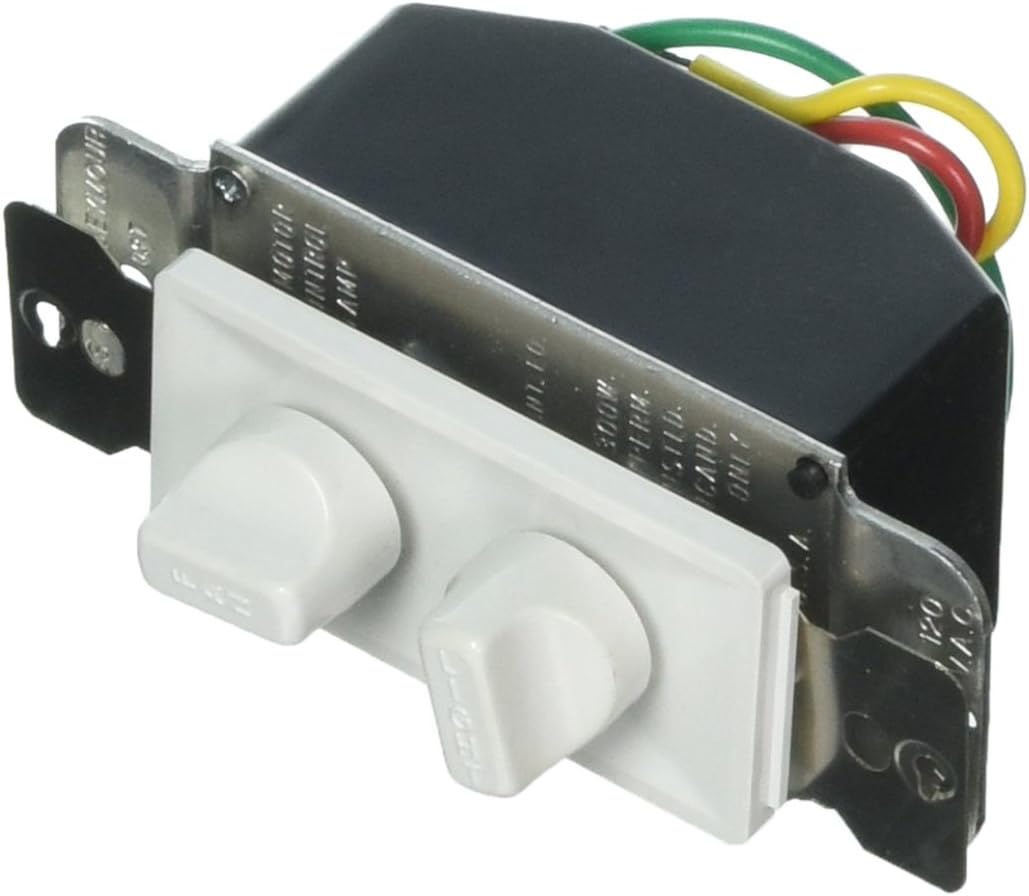 Legrand Pass & Seymour 94315W Dual Rotary Combination 1.5 Amp Fan Control and 300W Incandescent Dimmer, Fits Decorator/GFCI Wall Plates, White (1 Count)