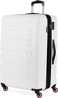 7366 Hardside Expandable Luggage with Spinner Wheels, White, Checked-Large 27-Inch