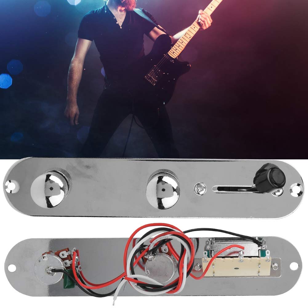 Generic Gitara Wstępnie Okablowana Płyta Sterująca Wygodny do Podłączenia 3-kierunkowy Przełącznik ze Srebrnego Stopu Cynku dla Wykonawców Gitarowych Akcesoria do Instrumentów Muzycznych