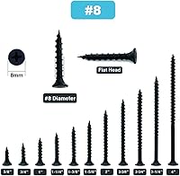 Vista 3 de Tornillo de madera #8 x 3/4 pulgadas 100 piezas, recubierto de fosfato negro, acero inoxidable, cabeza plana, cola de milano, autorroscante, rápido