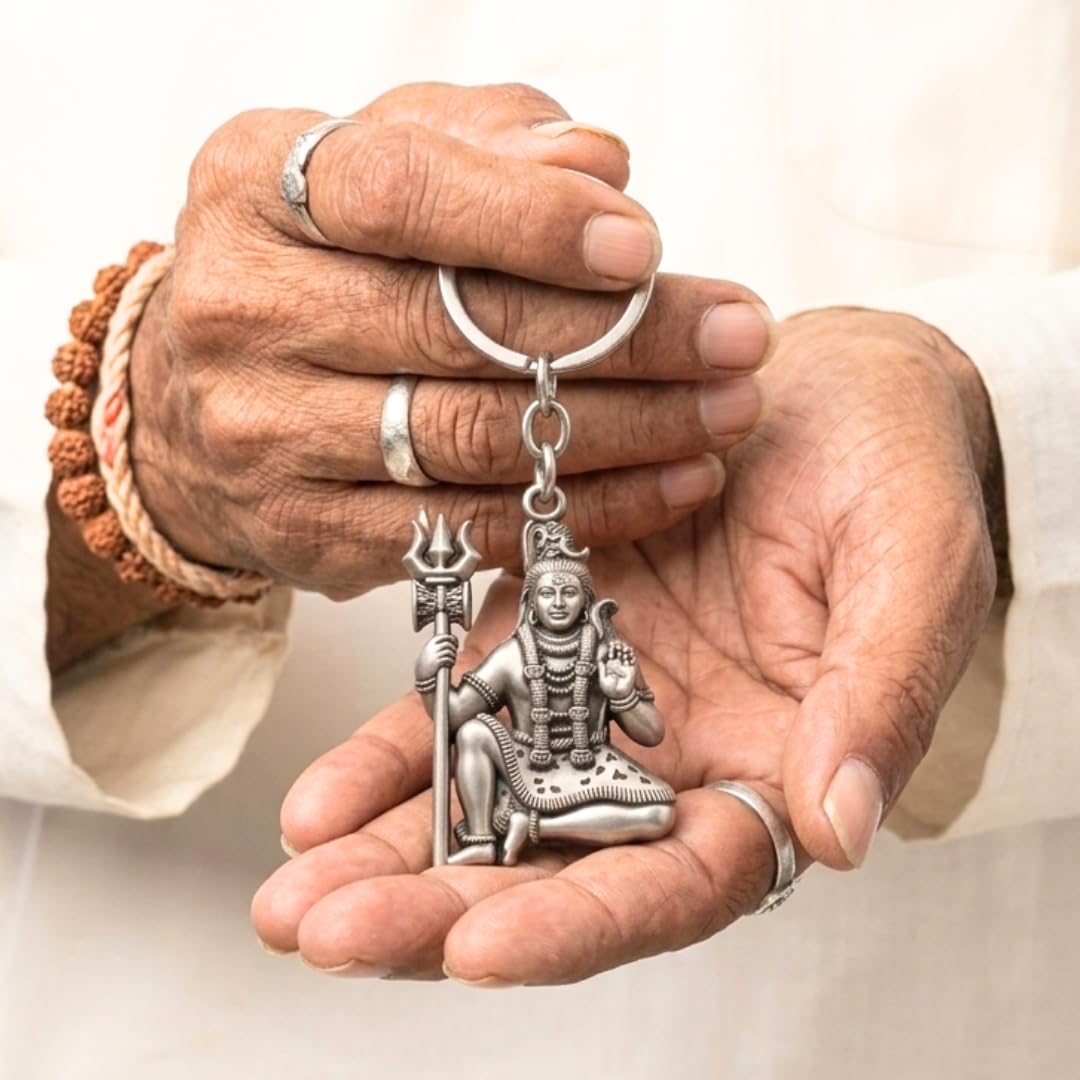 Ultimate Powerful Shiv ji Double Sided Metal Keychain with Trishul & Damru | Keyring for Car, Bike, Home & Office | Mahadev Keychain for Men & Women-image-29