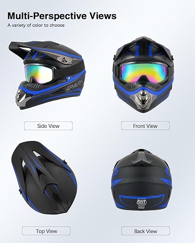Miniatura 2 de Casco para niños y jóvenes para bicicleta de tierra, motocross, todoterreno, motocicleta, ATV, UTV, bicicleta de calle, Combo de guantes, gafas y