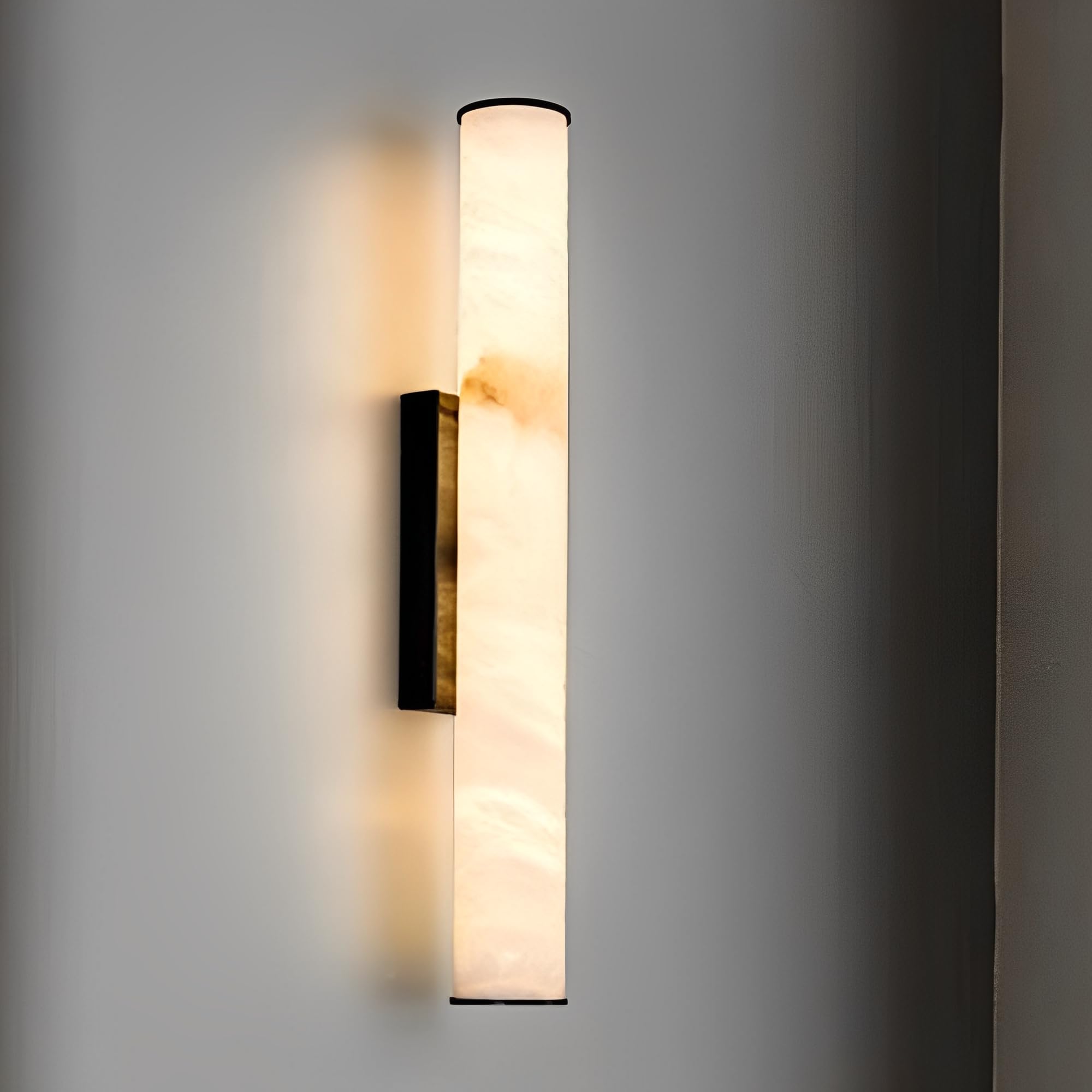 TRIVIDHA Alabaster Scocne Lighting Fixture Marble Wall Sconce Natural Stone Wall Lamp Mid Century Bathroom Vanity Light Fixtures LED Warm Light Wall Light For Living Room Kitchen Hallway Dining Room