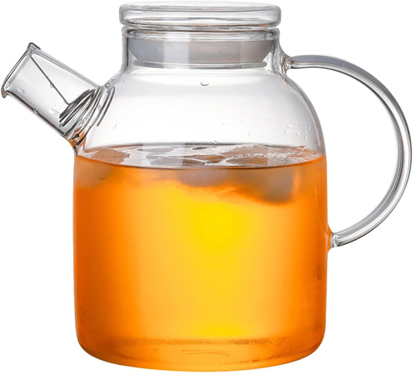 Glass Pitcher with Lid and Handle,URMAGIC 1000/1600ml Water Pitcher with Bamboo Lids,Hot/Cold Water Carafe,Wide Mouth Spout Water Jug,Glass Teapot,Iced Tea Pitcher,Water Teapot