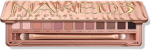 Urban Decay Naked 3 ñ Paleta de Sombras de Ojos, 12 Tonos Rosados Neutros con Acabado Mate, Satinado y Shimmer, Sombras de Ojos de Alta PigmentaciÛn y Textura Aterciopelada, Incluye Brocha y Espejo