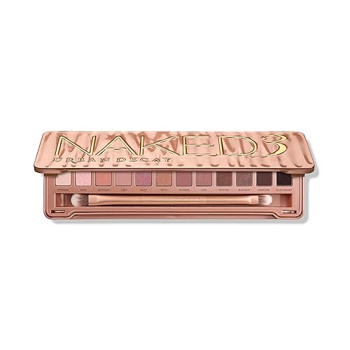 Urban Decay Naked 3, Soft Pink Neutral Eyeshadow Palette, Matte, Pearl, Metallic, Shimmer Finish, 12 Mauve Brown & Nude Eye Shadows, Natural Soft Glam Smokey Eye Makeup, Vegan, Cruelty-free