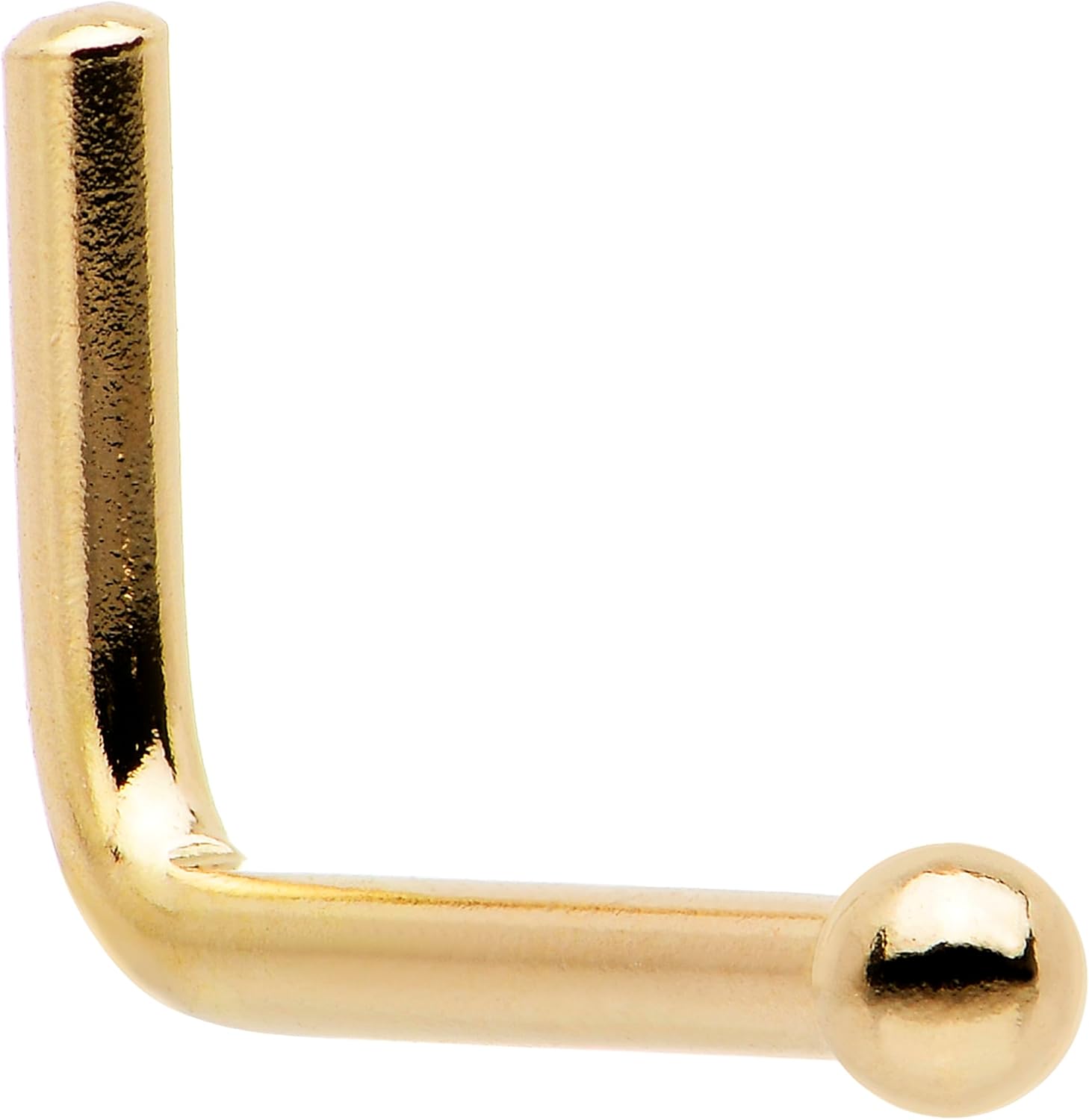 Body Candy 18 Gauge 14k Yellow Gold 1.5mm Ball L-Shaped Nose Ring