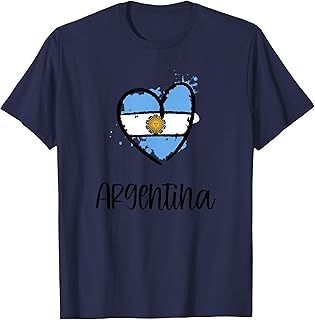 Argentina Heart Flag Cool America Spanish Argentinian Gift T-Shirt