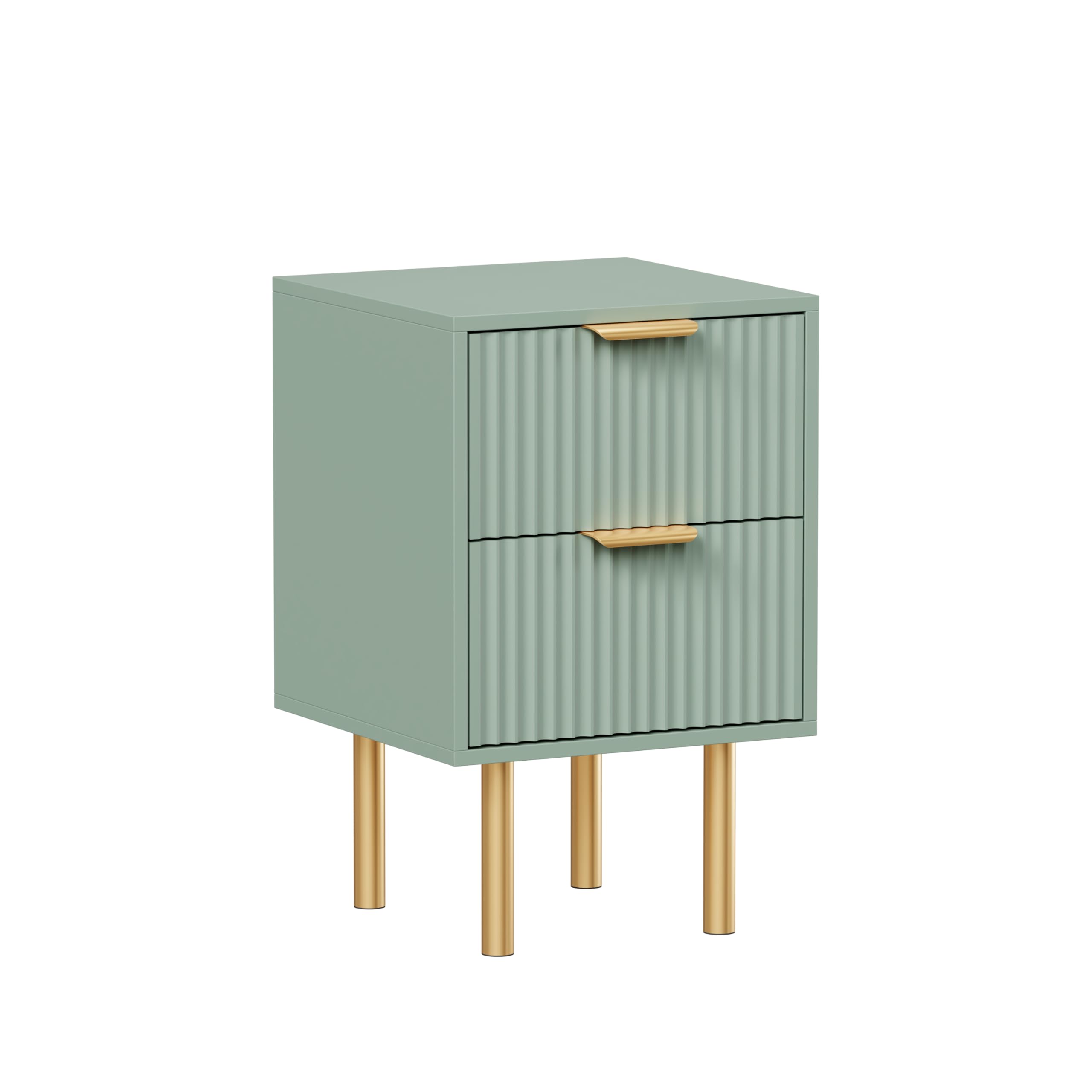 Kingwudo Morden 2 Drawers Bedside Tables Nightstand End Table Side Tables Lamp Tables Storage Unit Wooden Green Night Stand for Bedroom Living Room (Single)