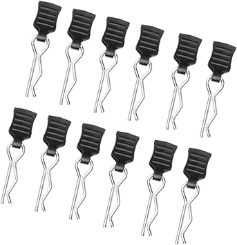 For Axial For SCX10 For TRX-4 For MJX For Hyper Go 1/10 1/14 1/8 RC Car Parts Metal R Shape Car Shell Body Fixing Clip Pin with Tab Accessories for RC Car 1/8 12PCS