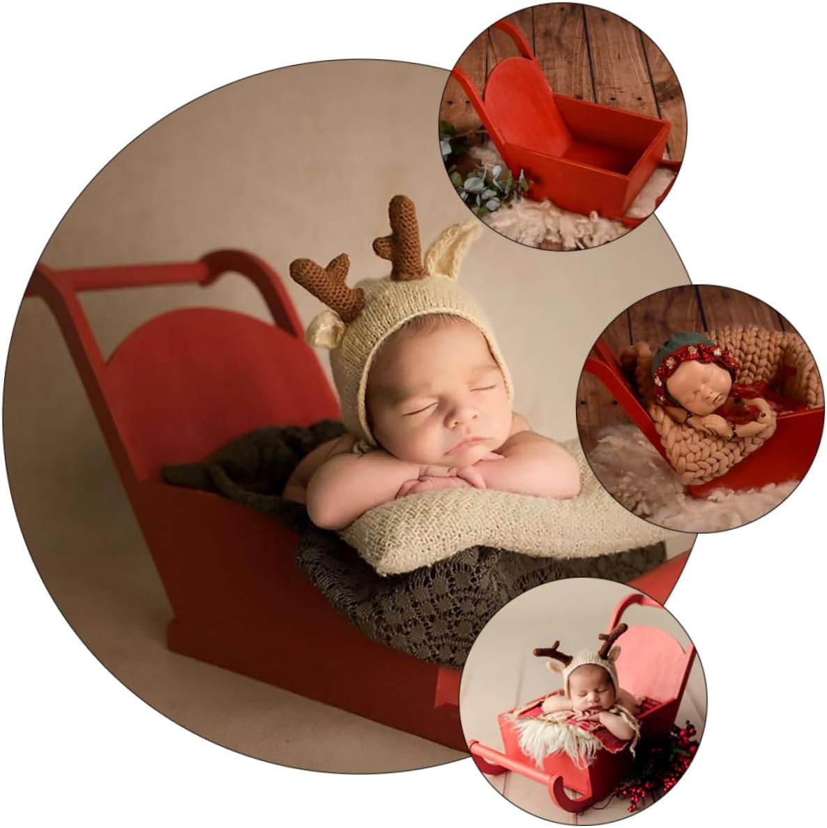 1Pc Newborn Christmas Sled Photography Prop for Photo Shoot Sleigh Decoration for Xmas Durable Smooth Surface for Memorable Moments