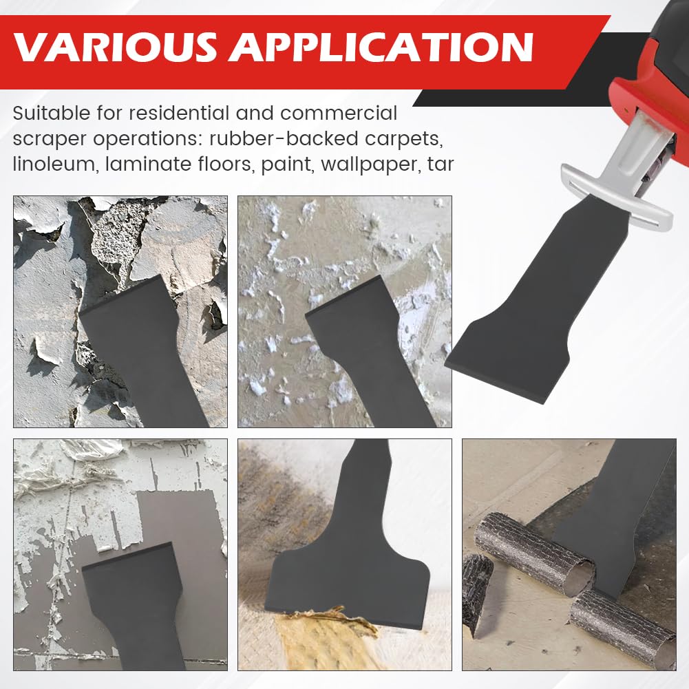 4PCS Reciprocating Saw Scraper Blade, Multifunctional High Carbon Steel Scraping Tool Attachment Blades for Removing Tile Grout Glue Gaps Adhesives, Wall Cleaning, Metal Derusting(Color:Black)