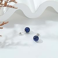 Vista 73 de Natural Stone Stud Earrings for Women 8mm Sterling Silver Genuine Gemstone Earrings Handmade Sterling Silver Crystal Stud Earrings for Women