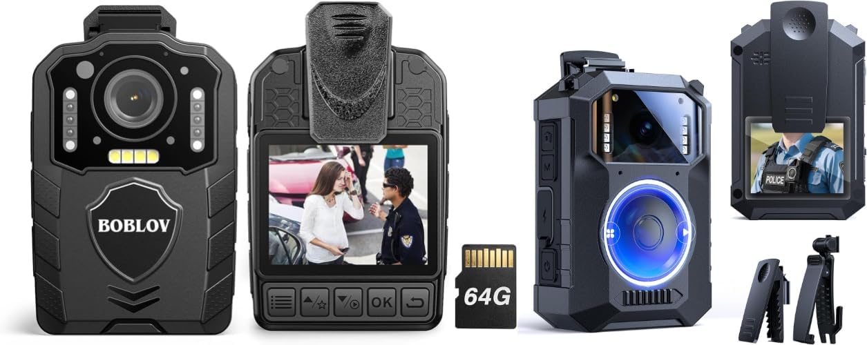 BOBLOV KJ25 64GB 1080P Body Cam, 3000mAh with 10-13Hrs Recording M11 Police Body Camera: 3.2K Body Camera with Big Button