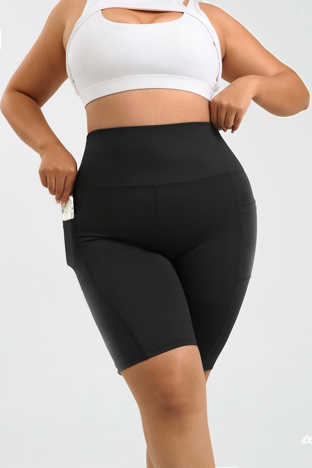 DAGGLOSE Plus Size Women's High-Waist Biker Shorts with Pockets - Tummy Control Yoga Shorts for Women,Leggings Shorts - Image 3