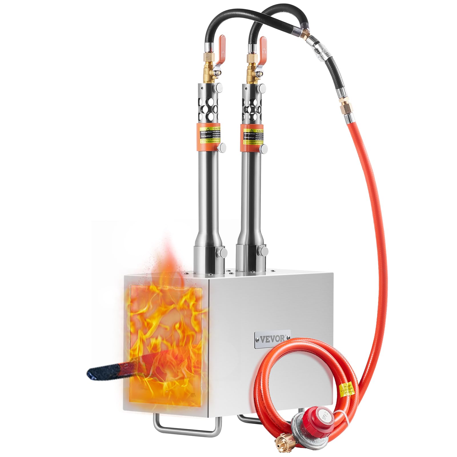VEVOR Forja de Propano Portátil Forja de Herrero 2 Quemadores Forja de Gas para Herrería 2600°F/1427°C Equipos de Forja de Gas de Acero Inoxidable Cuadrados Gran Capacidad para Forja de Metales