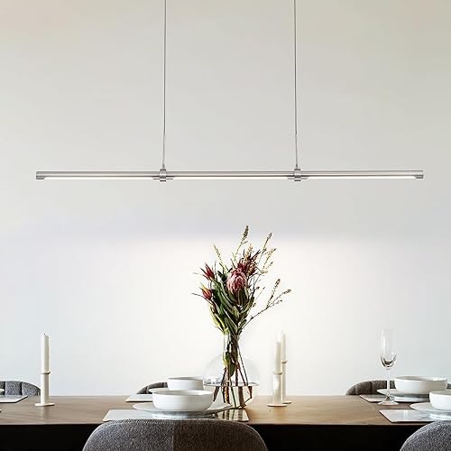 Miniatura 8 de EDISLIVE Lámpara colgante LED lineal de madera regulable Candelabro LED 47.2 pulgadas Lámpara colgante lineal ajustable 3000K 25W Luz de isla para