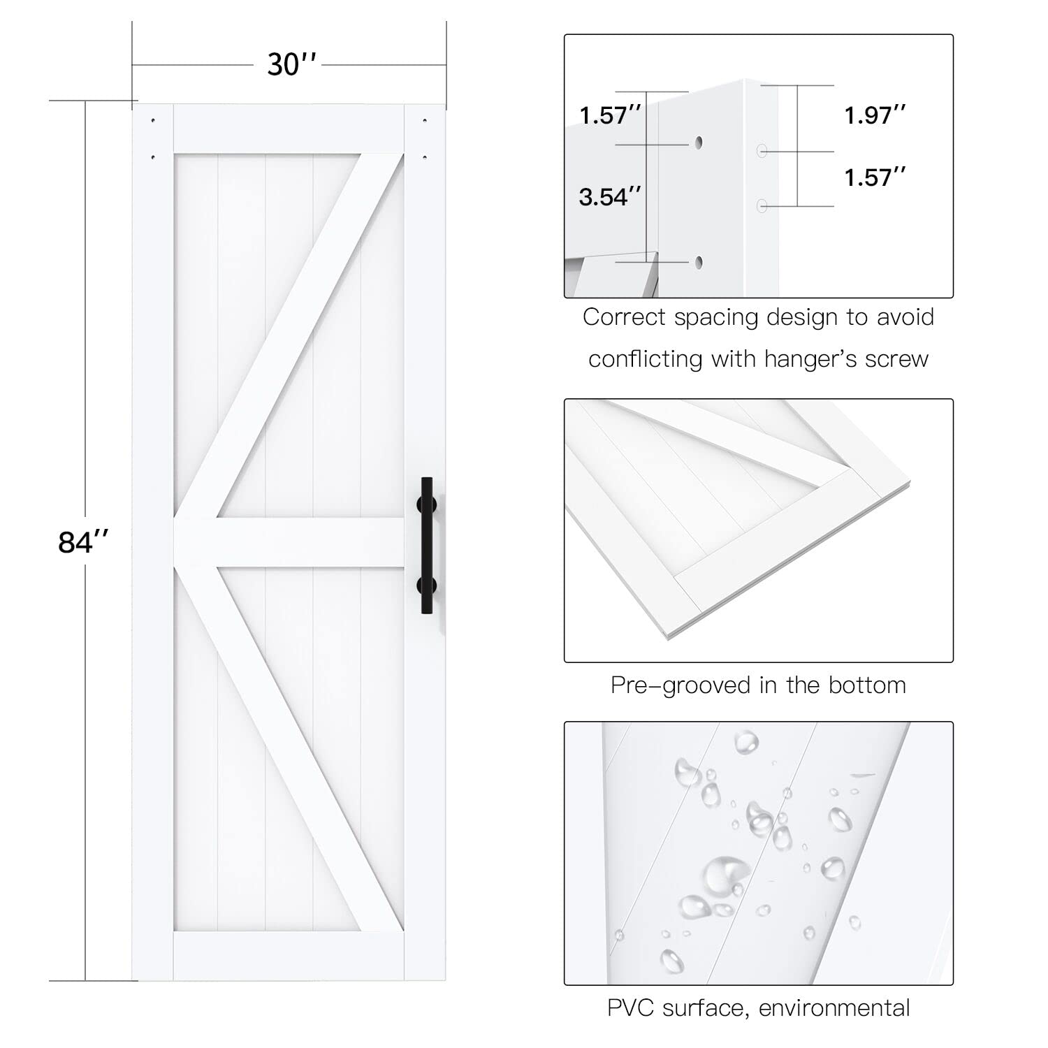 Amazon.co.jp: Orgerphy 30 x 84インチ ソリッドMDF納屋ドア 5.0