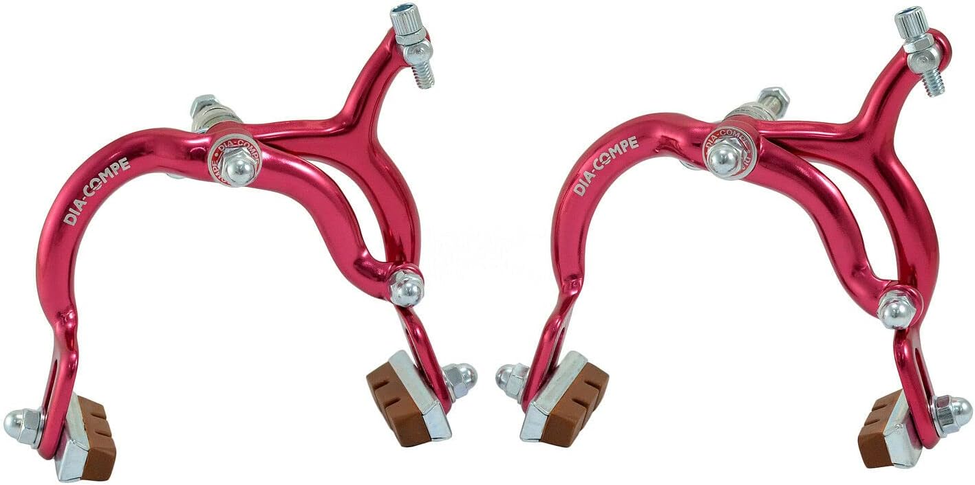 Dia Compe MX890 Side Pull Caliper Brake Set (F+R) for Old School BMX, Red, DP2512-FR
