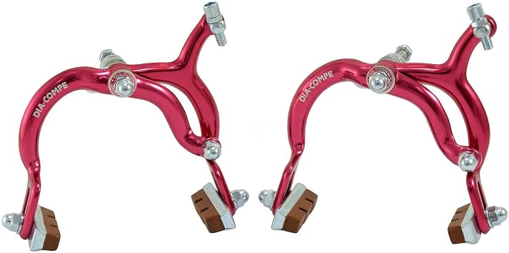 DIA-COMPE MX890 Side Pull Caliper Brake Set F+R for Old School BMX, Red, DP2512-FR