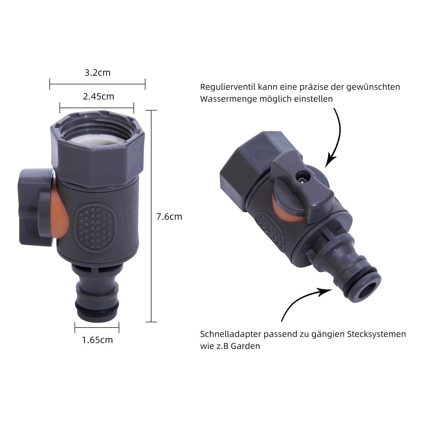 Kit de filtre à eau pour tuyau d'arrosage avec 1 insert filtrant, valve de régulation et 2 adaptateurs rapides comme filtre de remplissage pour nettoyeur haute pression, camping-car, caravane, bateau,