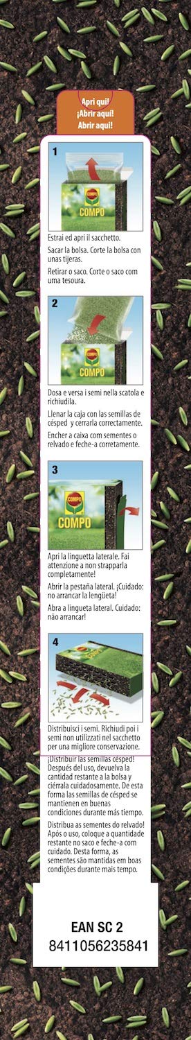 COMPO SEMI per Prato al Sole, Miscela Speciale, Seme Ricoperto, Germinazione Rapida, Per Prati Soleggiati, 1 kg
