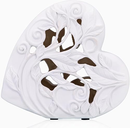 DOVDOV Escultura de corazón para decoración del hogar, estatua de corazón ahuecado blanco, estatua de amor para el hogar, sala de estar, decoración