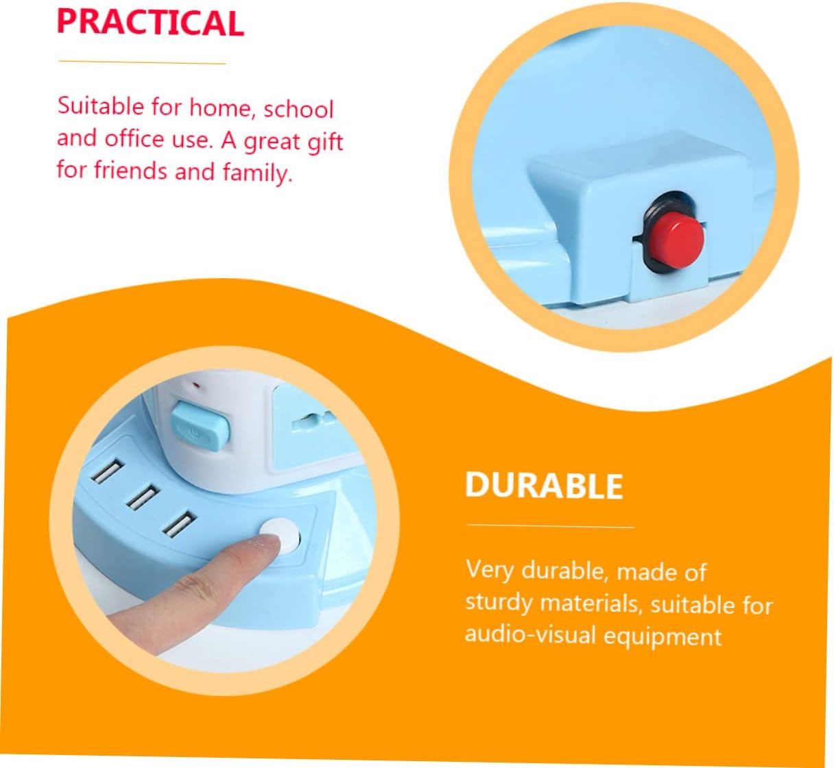 Tofficu Portable Charging Socket Vertical Type Extension Socket Light Weight Power Strip
