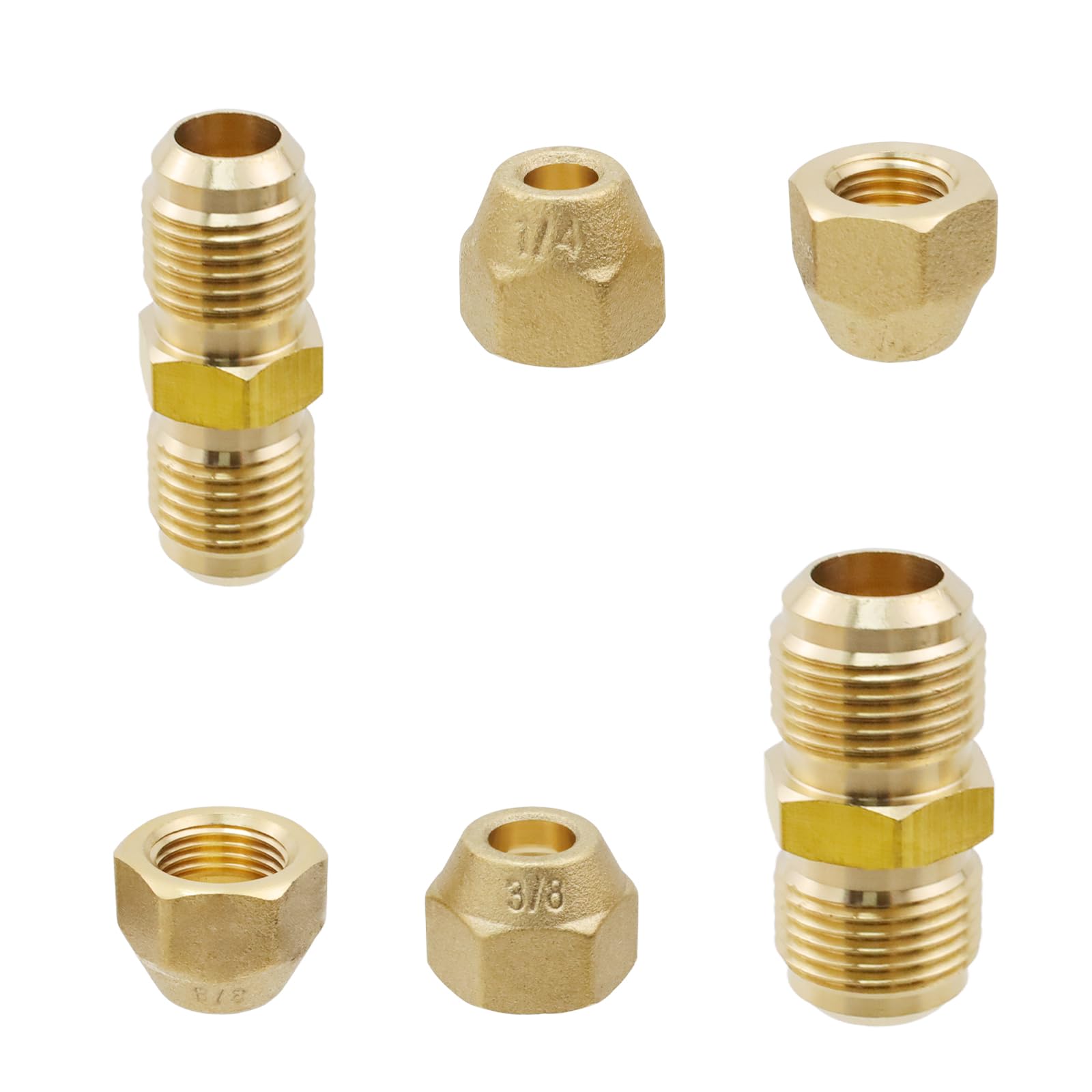 T Tulead Lot de 8 raccords d'extension de tuyau en cuivre avec écrous évasés pour tuyau de 6,35 mm, 9,5 mm de diamètre