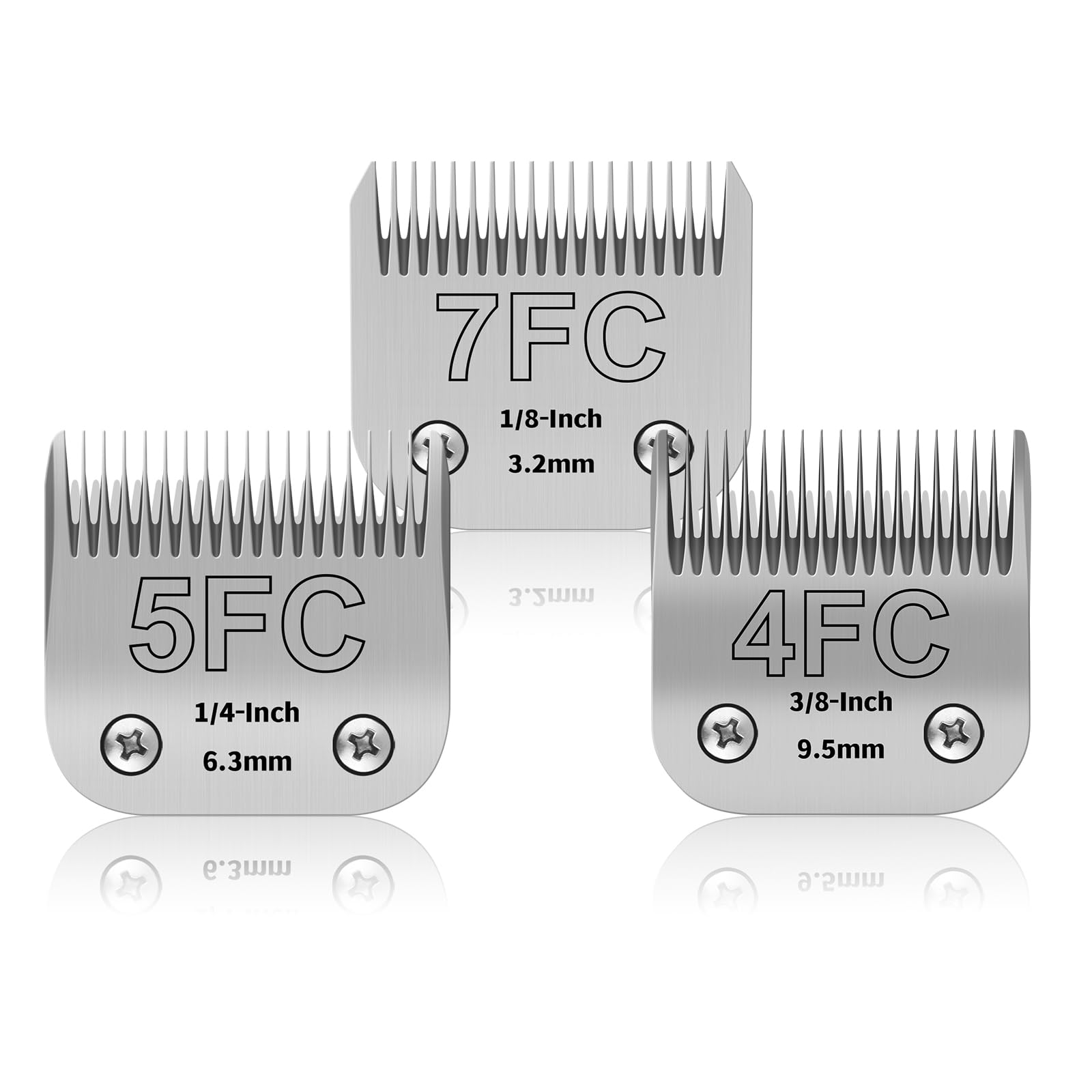 YAZIYIR Lame per toelettatura per Cani Rimovibili in Acciaio Inossidabile, Taglia 7FC/5FC/4FC, compatibili con Andis, Oster A5, Heiniger, Moser Max 50 Wahl Serie KM10, 3 Pezzi