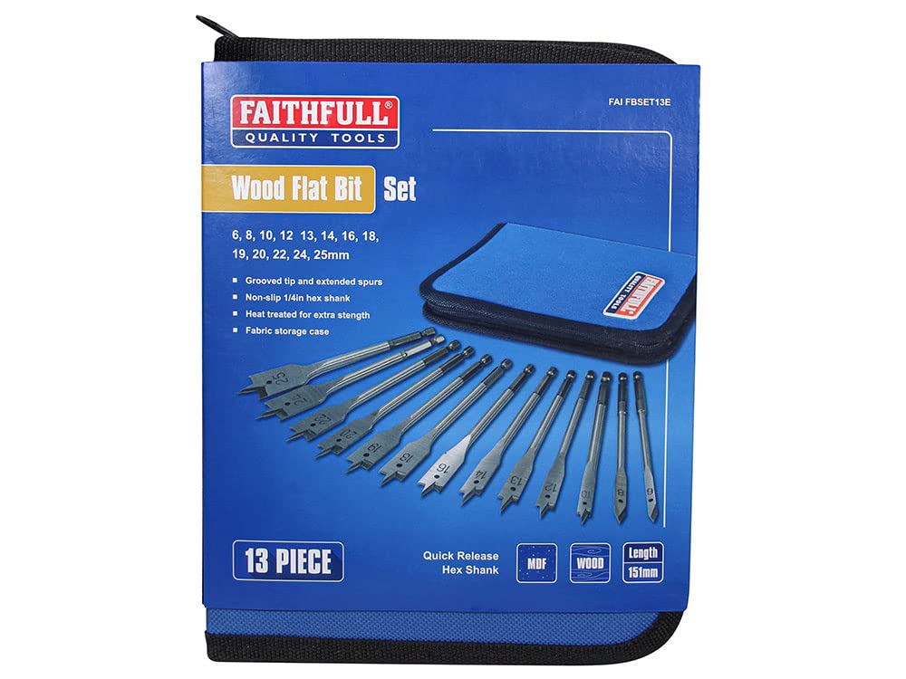 Faithfull FAIFBSET13E Juego de brocas planas - 13 piezas