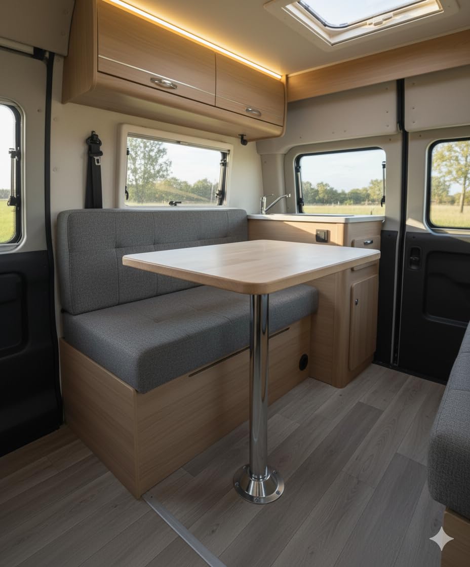 Pata de Mesa Camper y Caravana – CONICA para Furgonetas y Campers, Tubo 70 cm de Altura, Ligera y Resistente – Soporte Estable para Mesas en Autocaravanas
