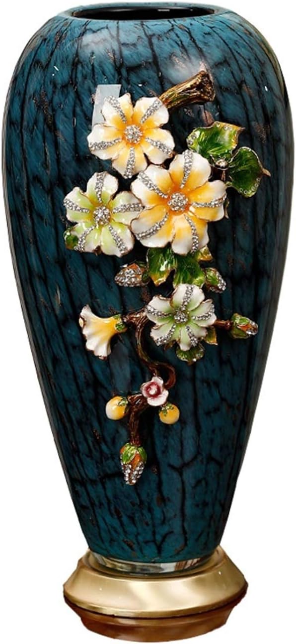 テーブルの花瓶 公式通販 ブティック花瓶新しい中国風リビングルームポーチ装飾カウンタートップバスグラス素材 家の装飾のための花瓶 Medium Size