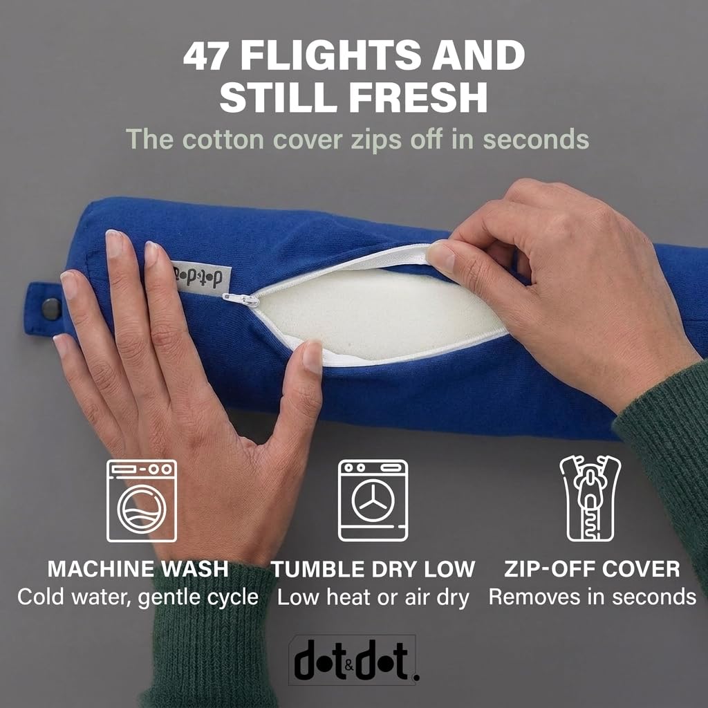 Dot&Dot Twist Memory Foam Reisekissen für Flugzeuge - Reise-Nackenkissen zum Schlafen - Flugzeugkissen für Nackenstütze, Kinn, Lendenwirbelsäule und Bein - Verstellbares, biegbares Nackenrollenkissen