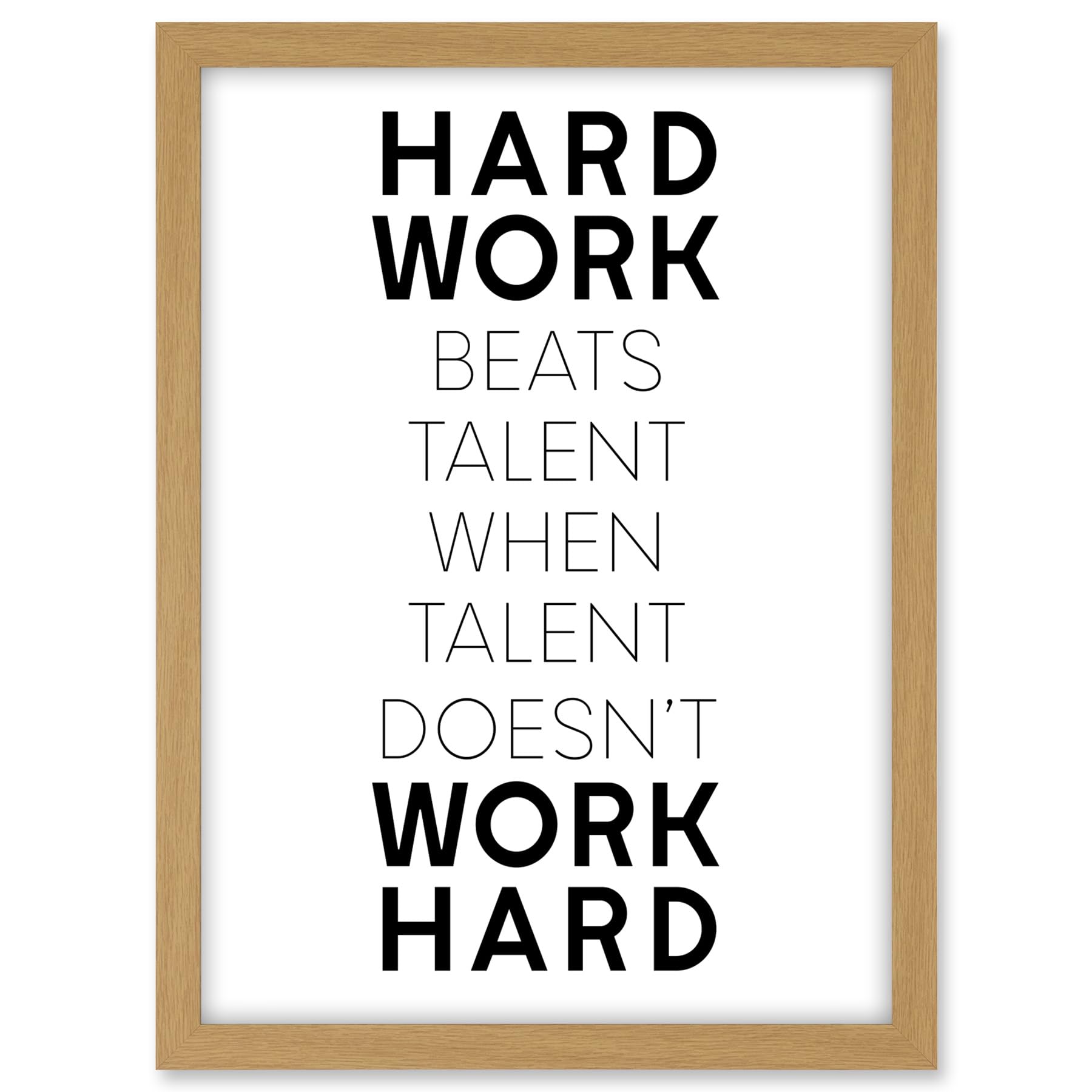 Artery8 Gym Motivation Hard Work Beats Talent Inspirational Exercise Wall Art Artwork Framed A3 Wall Art Print