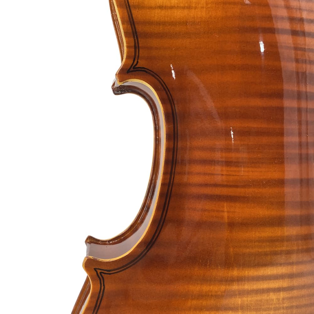 Juego de violín acústico 4/4 para principiantes, juego de violín de madera contrachapada de tamaño completo, color marrón mate con funda rígida y lazo esencial para principiantes (brillante)