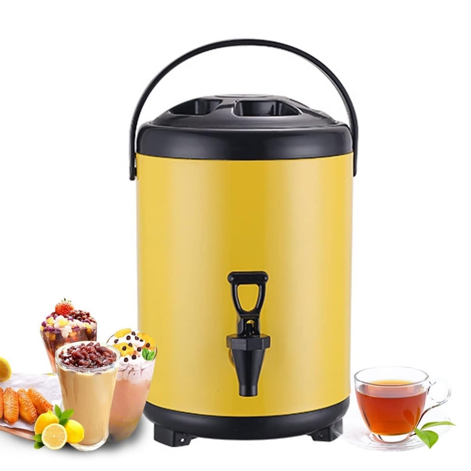 Distributeur d'eau chaude et froide en acier inoxydable avec robinet, poignée portable, grande capacité d'étanchéité, idéal pour le bureau, les hôtels, les fêtes