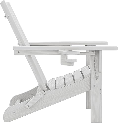 Miniatura 12 de SERWALL Juego de 2 sillas Adirondack plegables modernas, resistentes a la intemperie, HDPE para exteriores, con soportes para tazas, sillas para