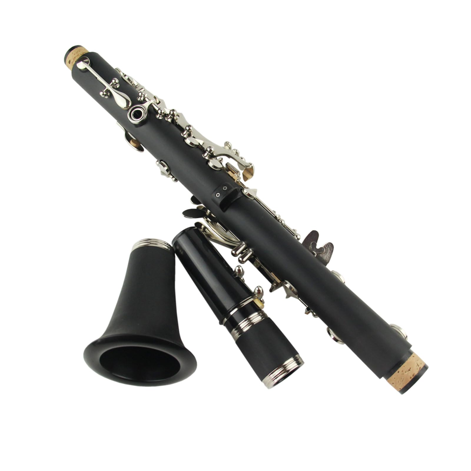 Profession Clarinet Eb Keys Bakelite Nickel Plated Wind instrument with Screwdriver Soft Cleaning Cloth Mouthpiece Reed and Cap case Suitable for professionals and beginners (Eb tone)