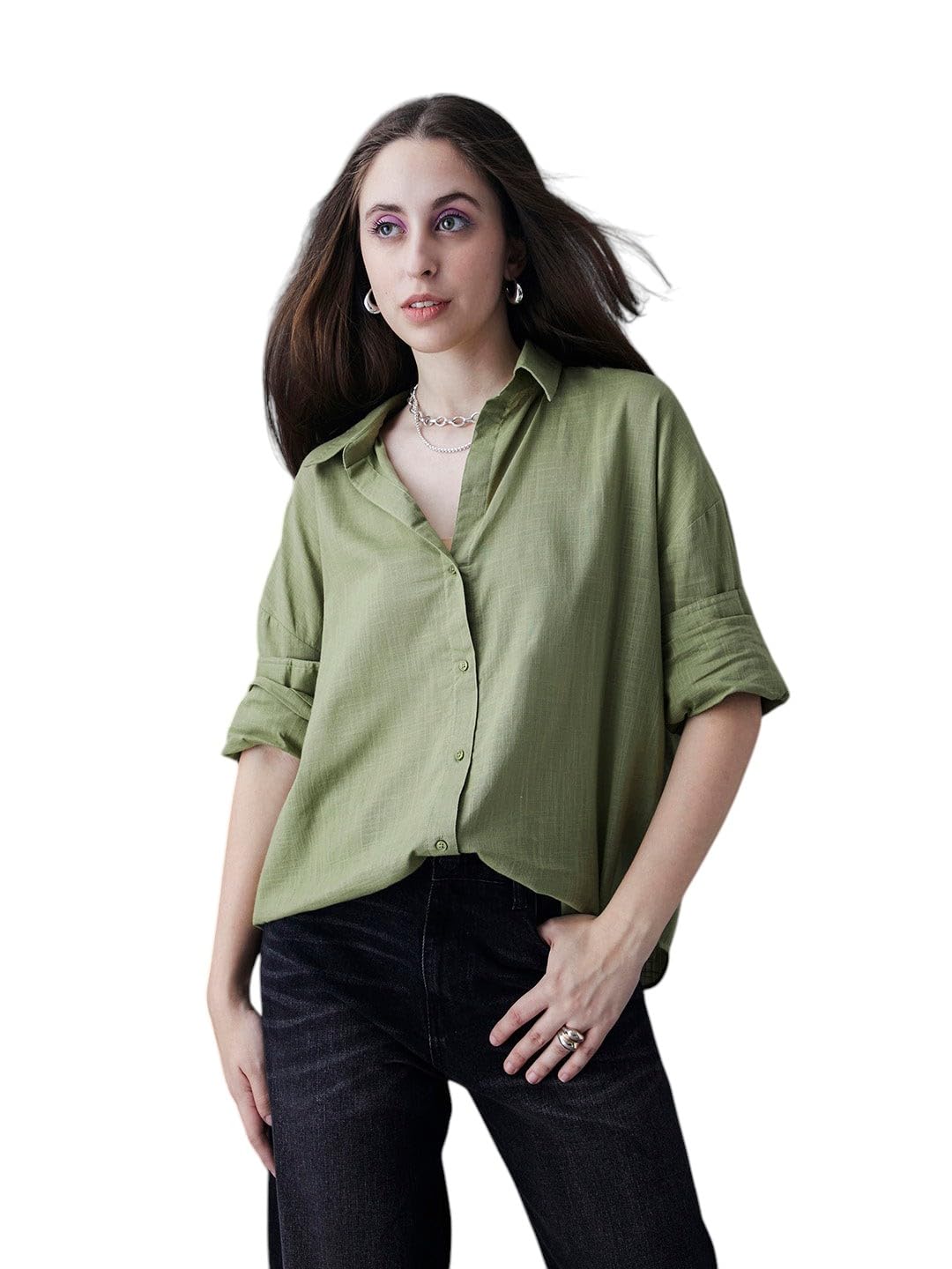 voltedge adventure in motion Women's Solid Oversized Fit Shirt-picture-40