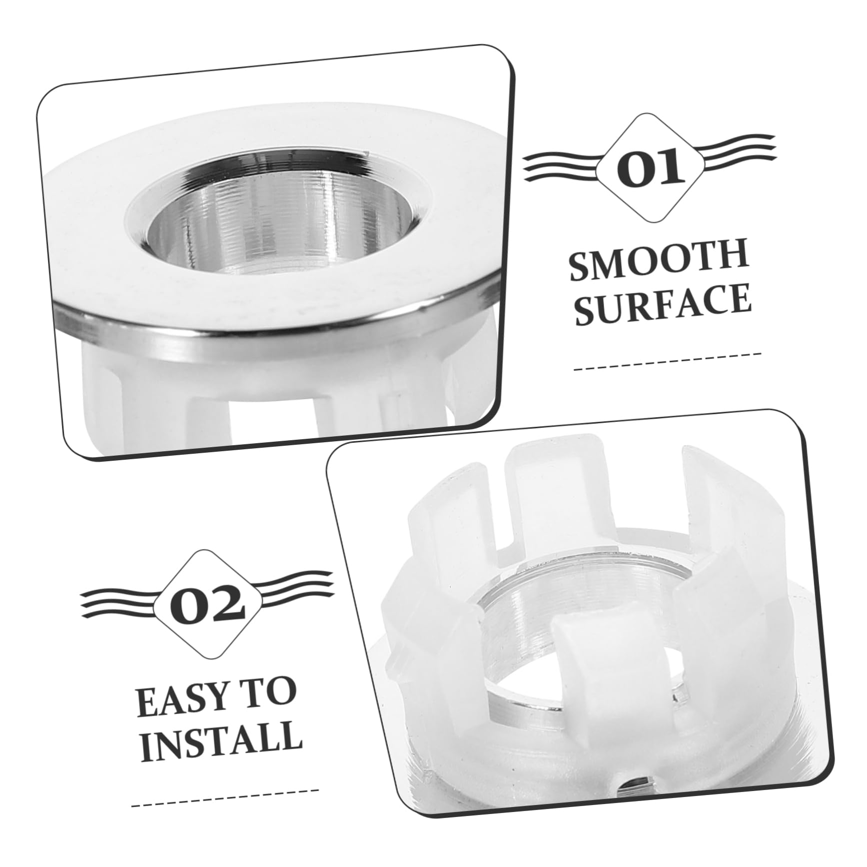 Mipcase 5 Set Copertura Decorativa Per Lavabo Copertina Troppopieno Del Lavandino Copriforo Troppopieno Lavello Bagno Tappi Troppopieno Lavello Lavandini Cucina Rame Argento 4 Pezzi * 5