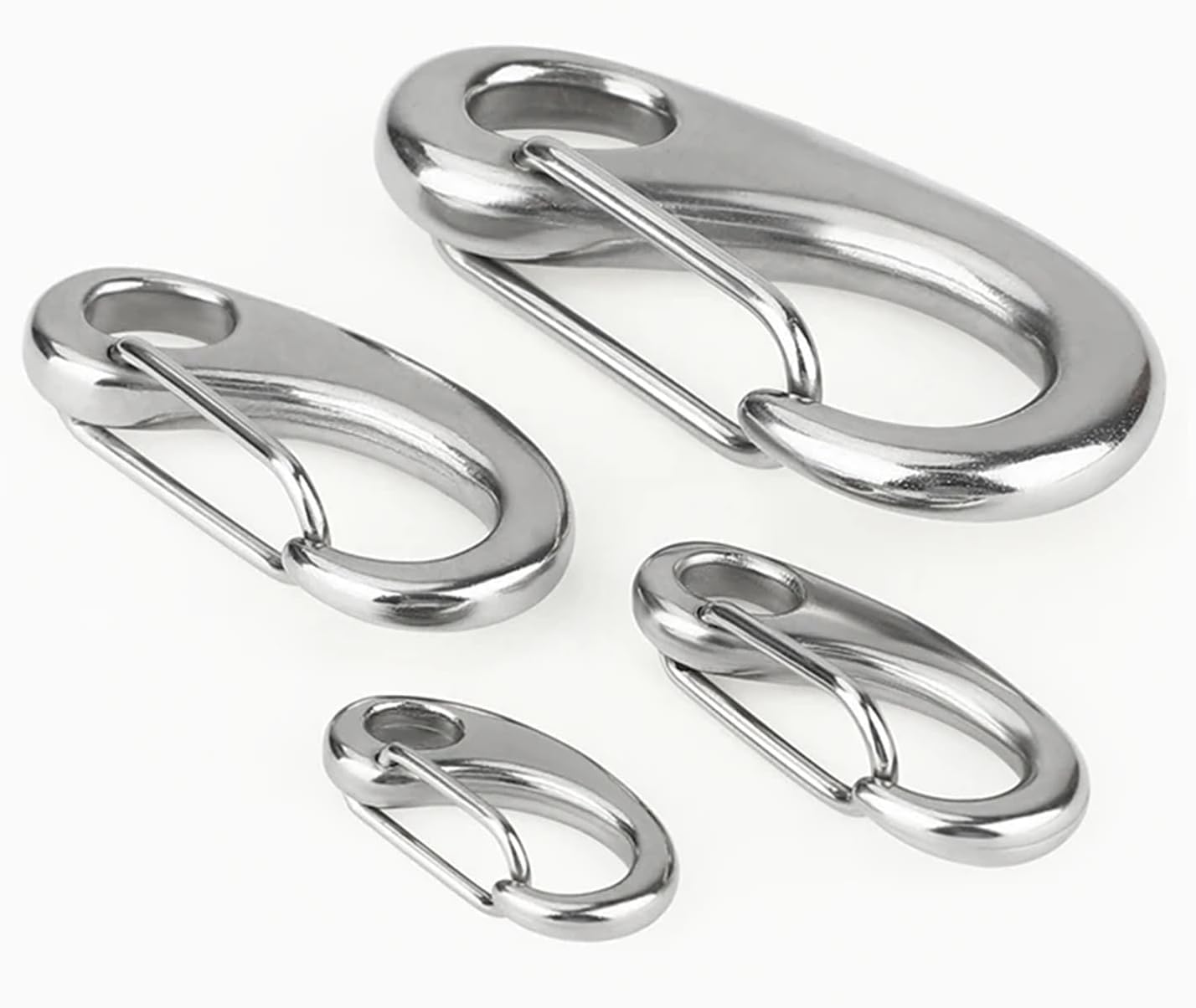 Frühlingskarabinerhaken, 10 Stück Karabinerhaken aus Edelstahl 316 mit Federverschluss for Wandergürtel