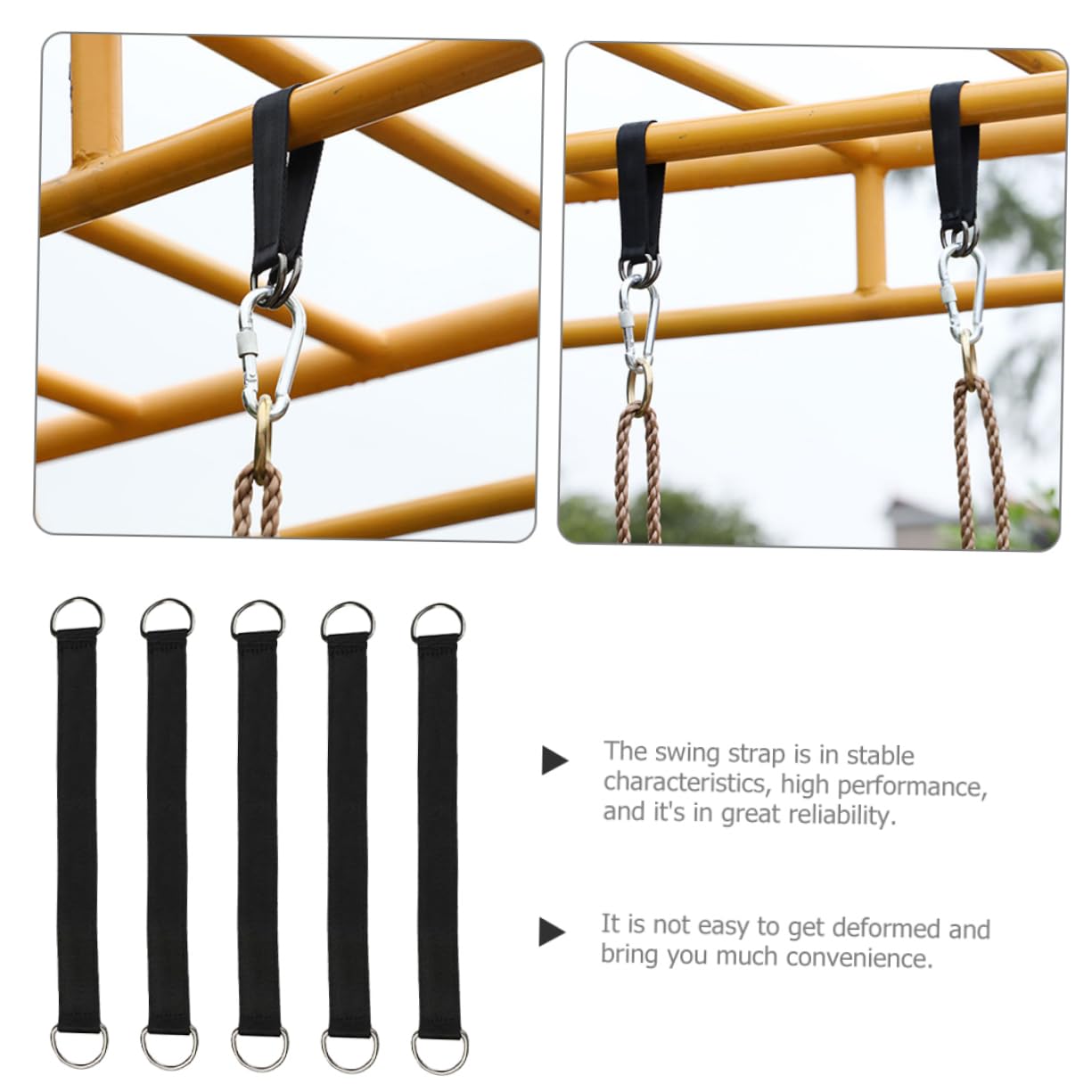 Hemobllo Cintas De Columpio De Correas Ajustables para Hamacas Accesorios De Camping Y Picnic Resistentes Alta Capacidad con Mosquetones Inoxidable para Jardín Y Al 5 Piezas X 5