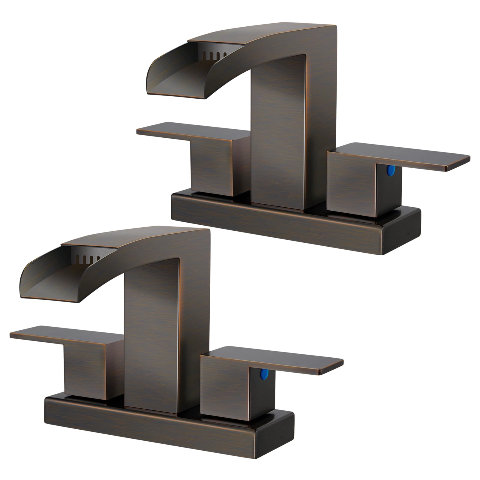 Cobbe Waterfall Bathroom Faucet, Bronze 4 Inch Centerset 3 Hole, 2 Pack