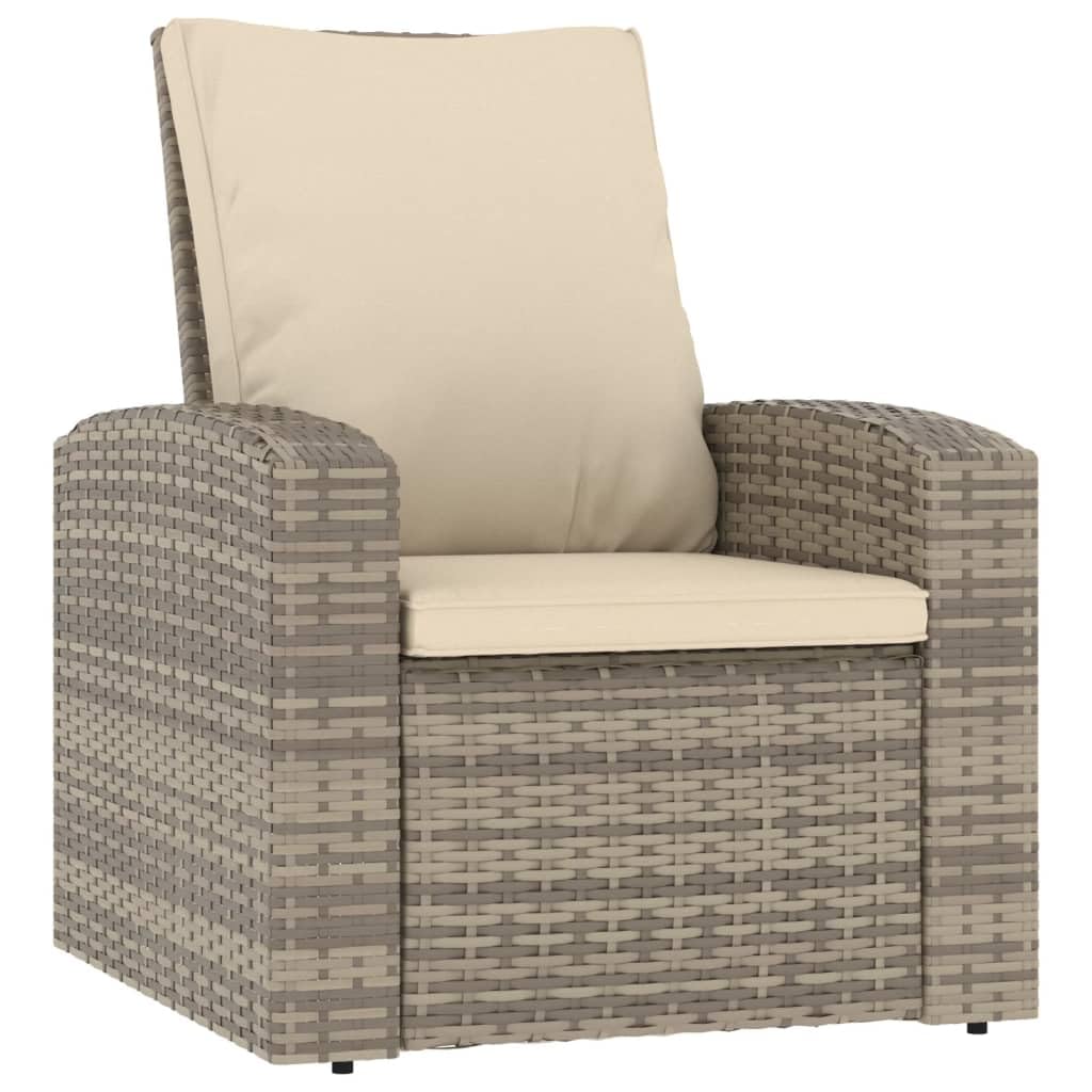 Chaise de jardin inclinable polyrotin marron fauteuil extérieur avec coussin
